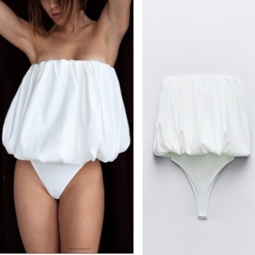 Zara White Strapless Bodysuit